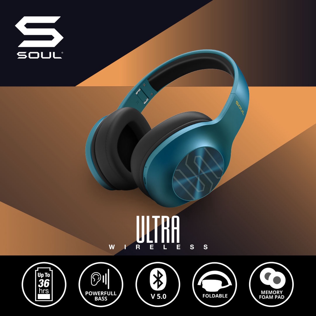 SOUL Ultra Wireless Bluetooth 5.0 40mm High Definition Dynamic Bass Over-Ear Headphone