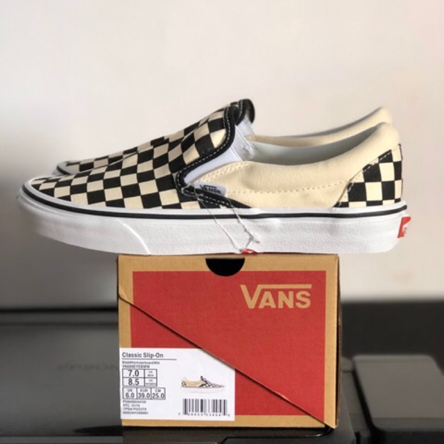 vans checkerboard slip on size 5