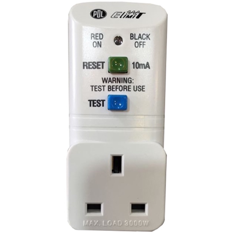 PDL ELIMIT 1951 13A 10mA Plugin RCD ELCB Adaptor with SIRIM Shopee Singapore