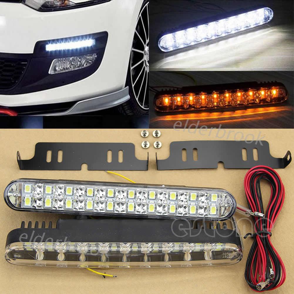 Edb 2x 30 Led Car Daytime Running Light Drl Daylight Lamp With Turn Lights Shopee Singapore