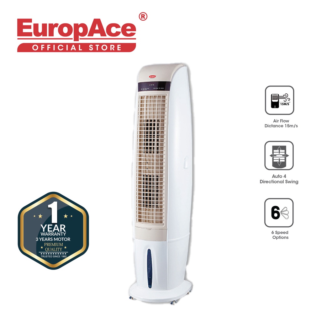 EuropAce 5in1 Evaporative Tall Air Cooler w 40L Water Tank ECO 8401W