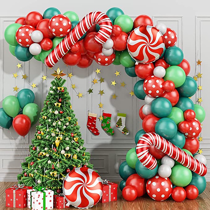 Christmas Balloon Garland Arch, Xmas Balloon Garland Arch Kit with Red