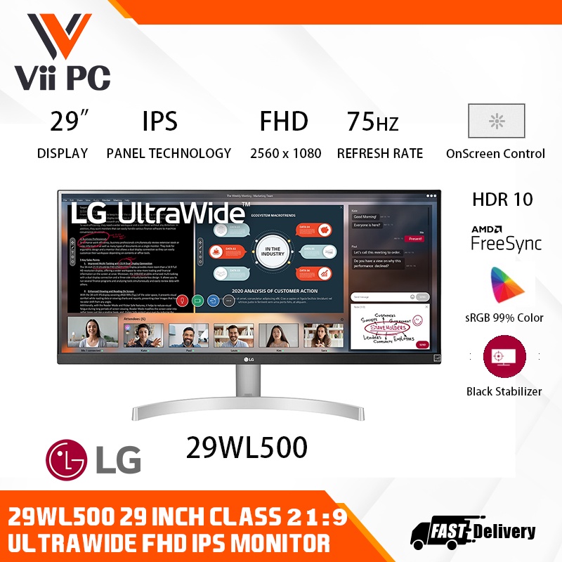 LG 29WL500-B/29WL500 29'' Class 21:9 UltraWide FHD IPS Monitor with HDR ...