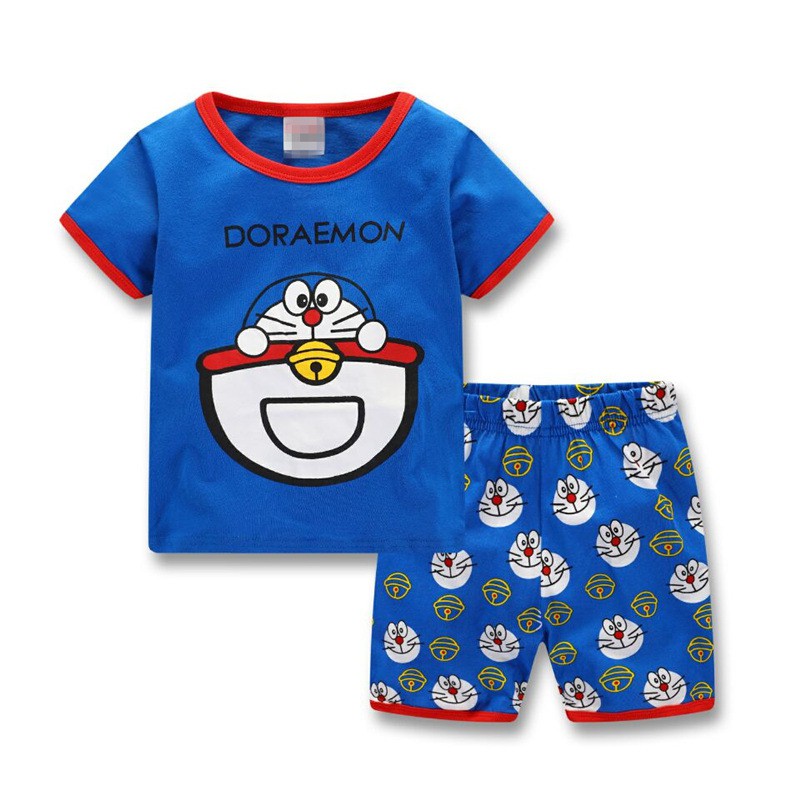 Doraemon Baby Clothes Boys Pajamas Toddler Kids Cotton Blue Homewear