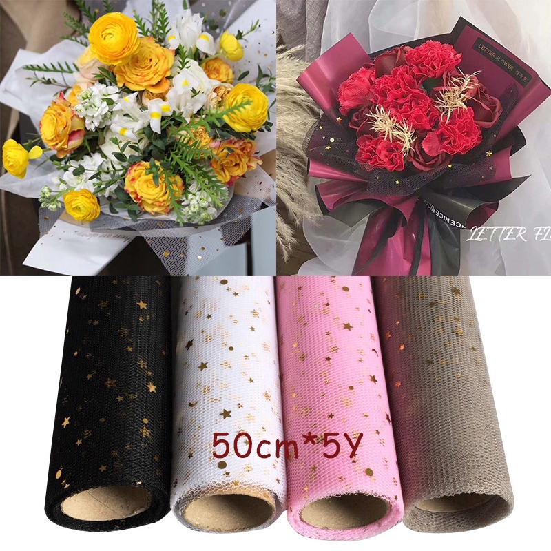 Flowers Wrapping Paper Tulle Roll Mesh 