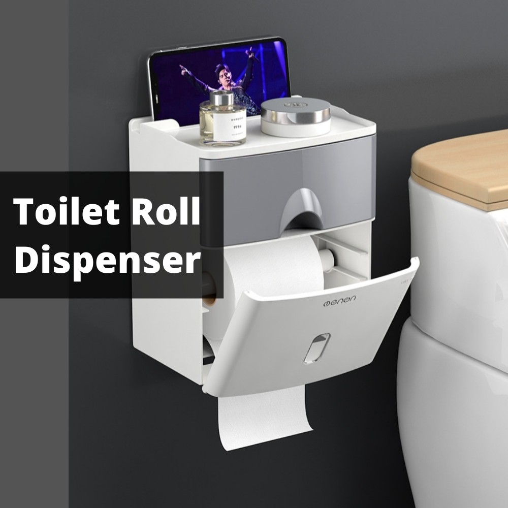 Wall-Mount WC Bathroom Tissue Dispenser Toilet Paper Towel Storage Drawer Box 