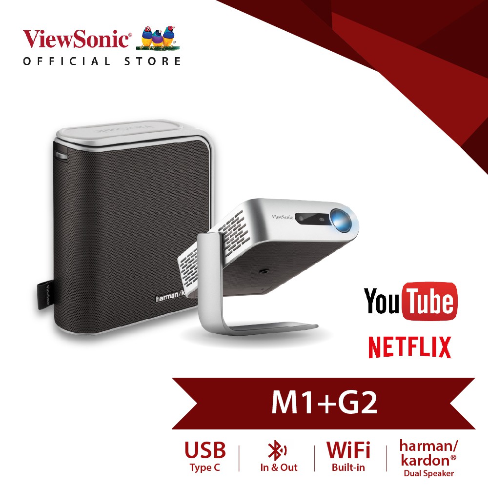 [Ready Stock] M1+_G2 ViewSonic Smart LED Portable Projector with