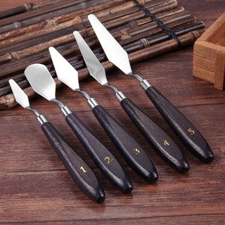 N☛5pcs Stainless Steel Spatula Palette Knife Painting Mixing Scraper Set