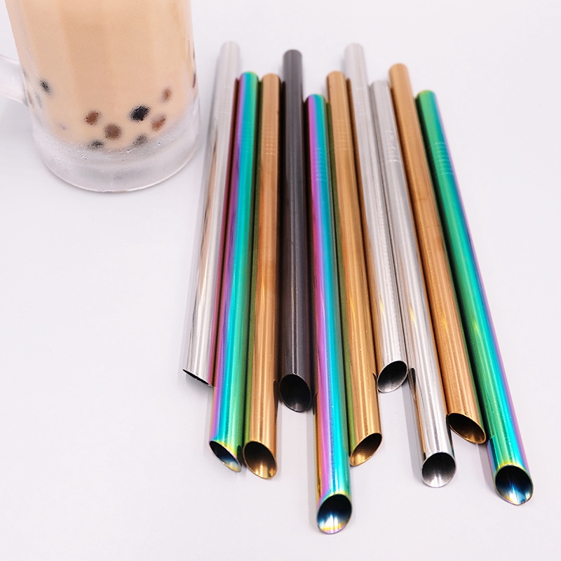 1Pc Reusable Bubble Tea Drinking Straws Pointed End Bold 12mm Stainless