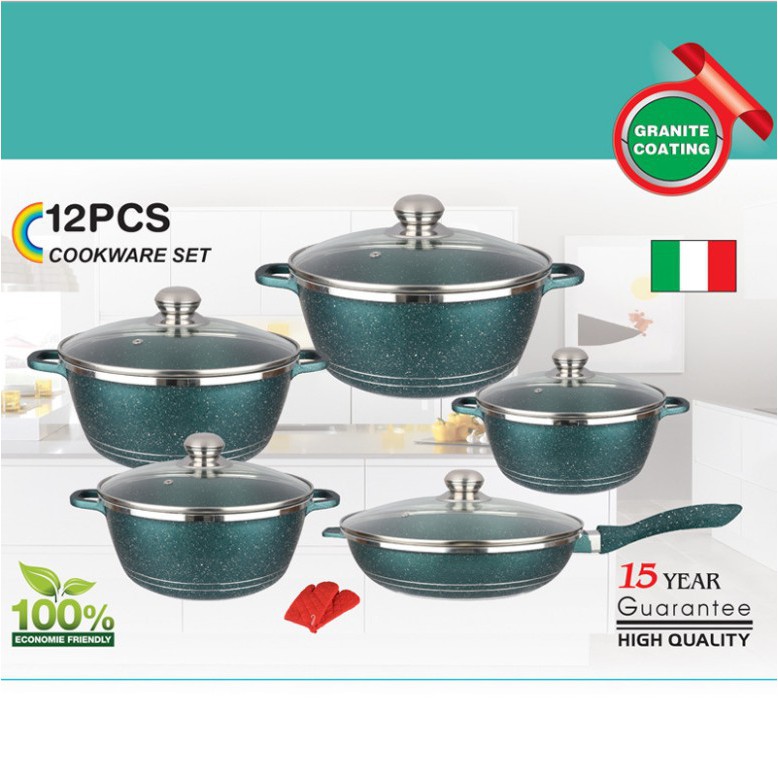 Dessini Cookware Set Italy Non Stick Granite Cooking Pot Frying Pan