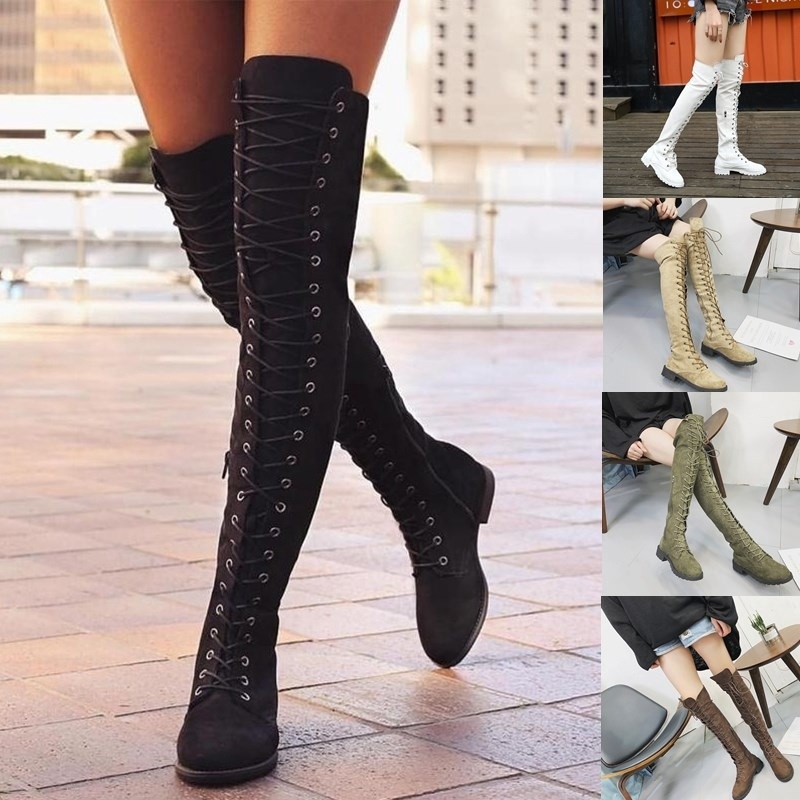 lace up high knee boots