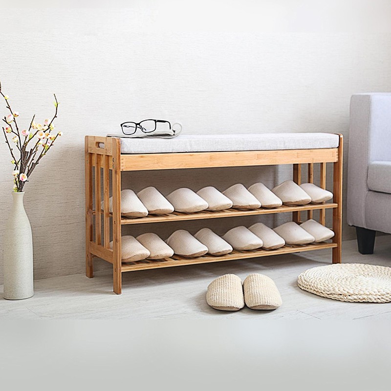 Bamboo 100 Solid Wood Corrosion Resistant Living Shoe Bench Multi Shoe Rack Small Shoe Cabinet Shopee Singapore