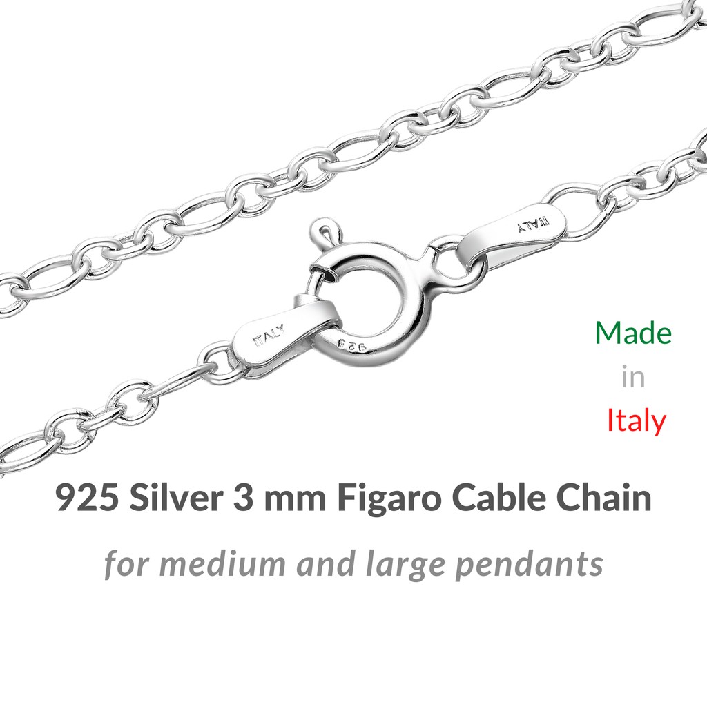 MADE IN ITALY 925 sterling silver 1.5mm FIGARO CHAIN Necklace 35 to 60cm UNISEX