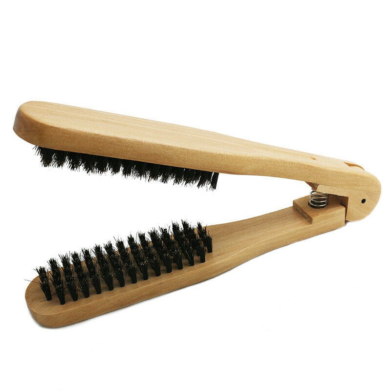 Wood Handle Straight Hair Brush Comb Boar Bristle Hair Brush V