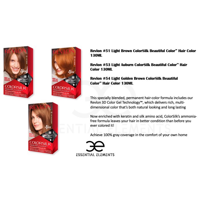 Revlon Bundle Of 2 Colorsilk 3d Hair Dye Hair Color Ammonia Free Dye Black Brown Golden Burgundy Ash Shopee Singapore