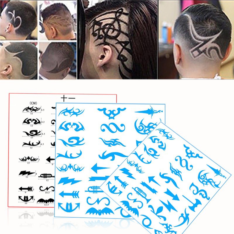 28pcs Pack Hair Tattoo Template Stencil Salon Barber Diy Cool