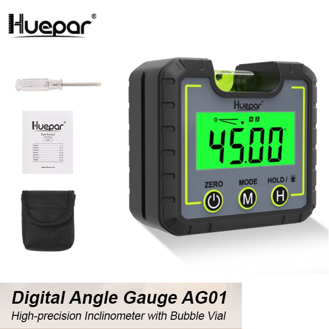 Huepar Digital Level Angle Gauge Mini Angle Finder Level Box with V