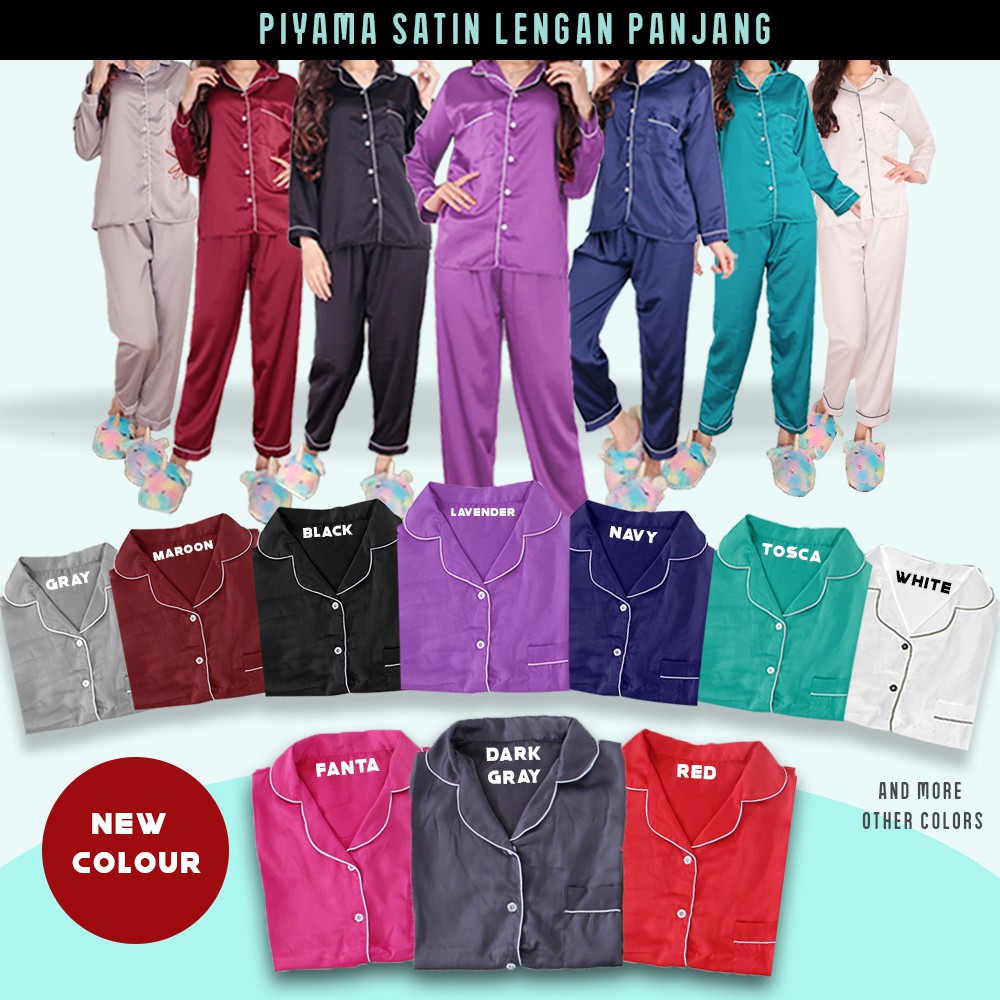 Hipnop Satin Lp Plain Nightgowns For Women Adult Long Sleeve Pajamas Satin Girls Sleepwear Girls Shopee Singapore