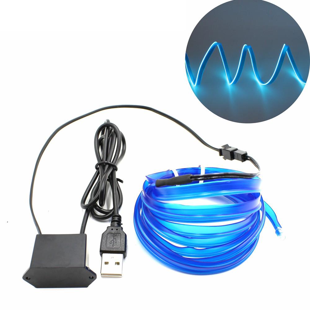 EL Wire With 6mm Sewing Edge Flexible Neon Lamp Glow Rope Tube Cable LED Strip Light For Car Decoration  DC 12V Adapter
