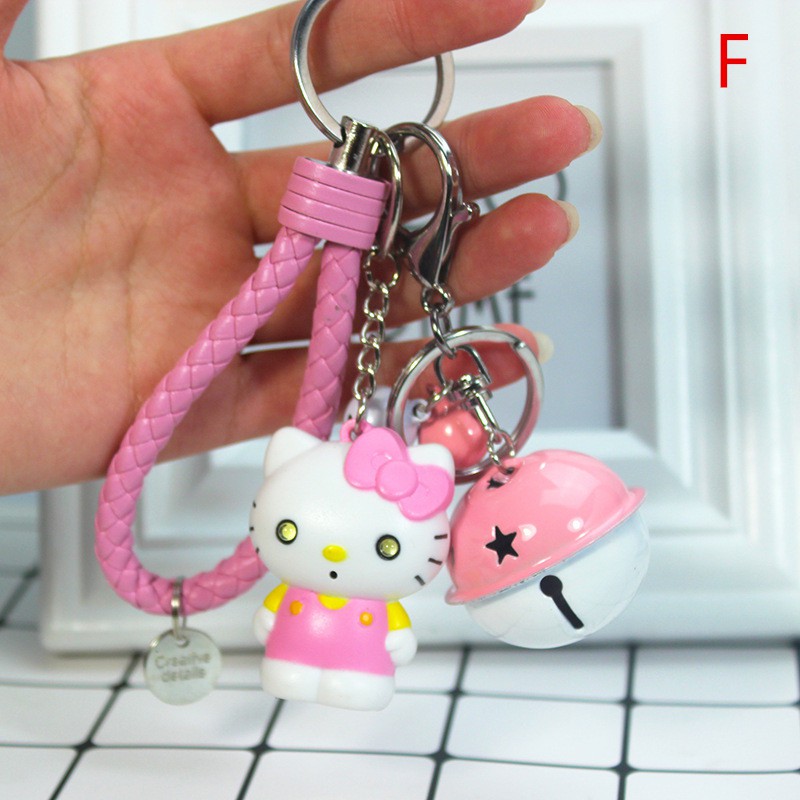 Cartoon Lovely Hello Kitty Keychains LED Sound Hello Kitty Doll Figures