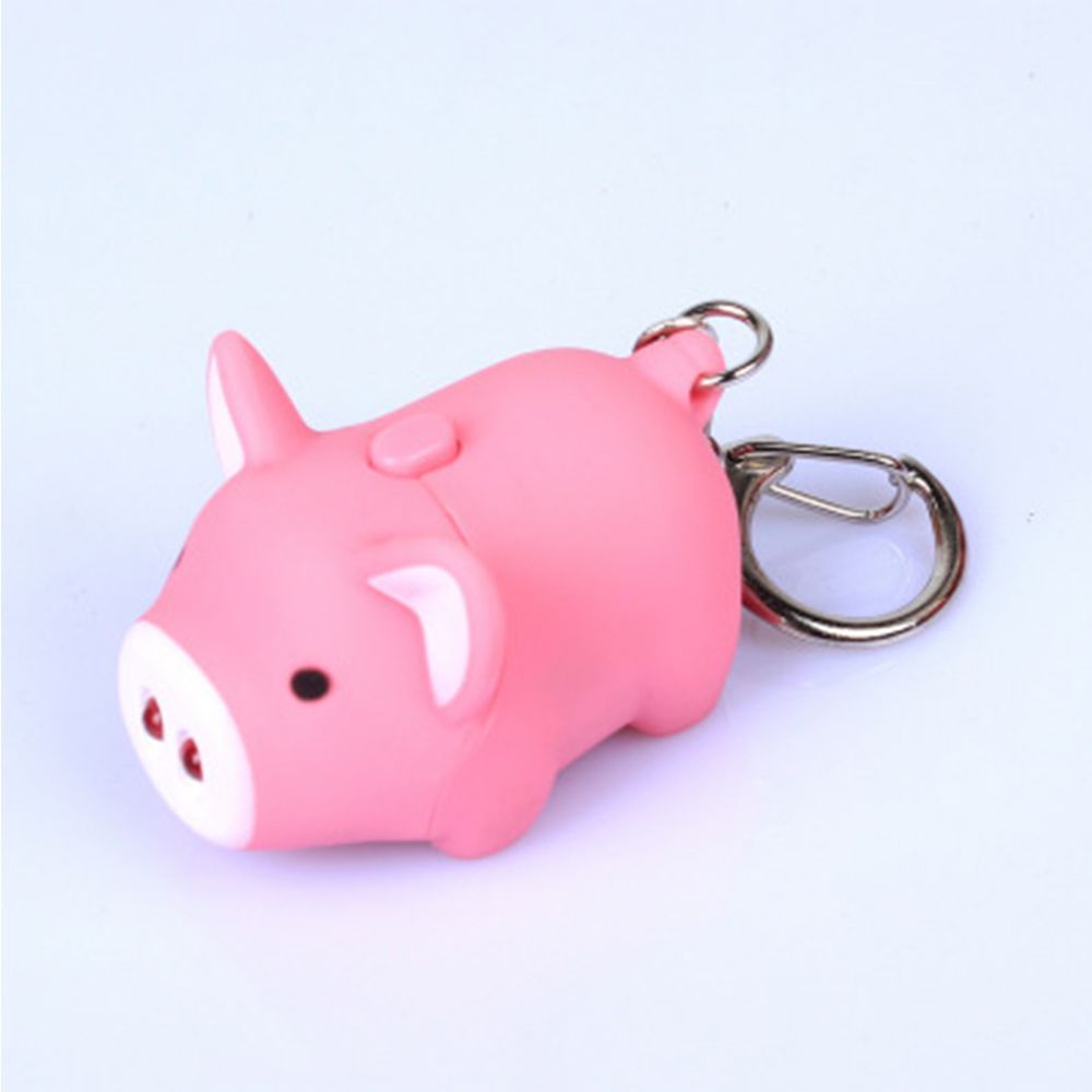 Pig LED Keychain with Sound Key Holder Mini Torch Flashlight Kids Toy Gifts