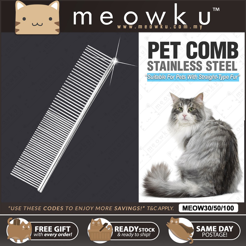 READY STOCK 🐱 Professional Stainless Steel Grooming Comb Pet 