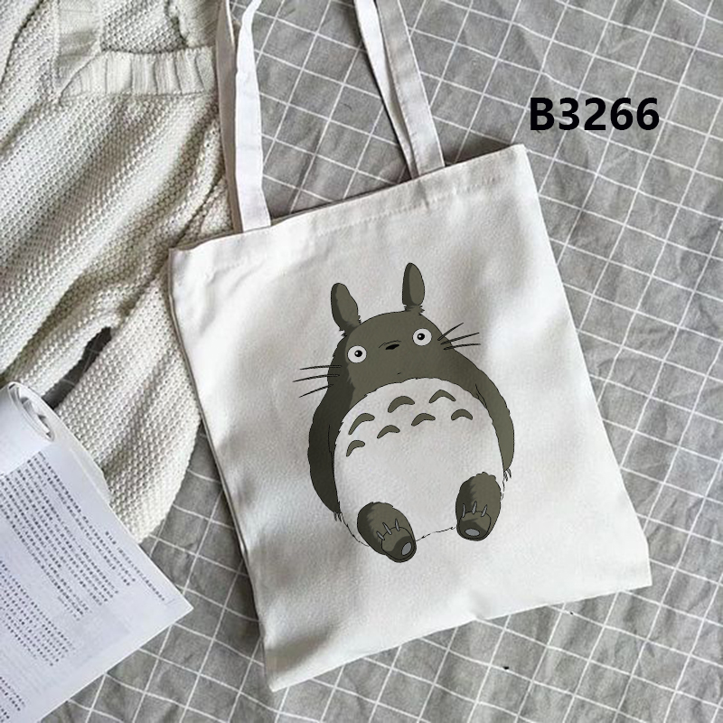 Studio Ghibli Character Anime Printed Canvas Tote Bag Girls Storage Bags  Ladies Shopping Bag | Shopee Singapore