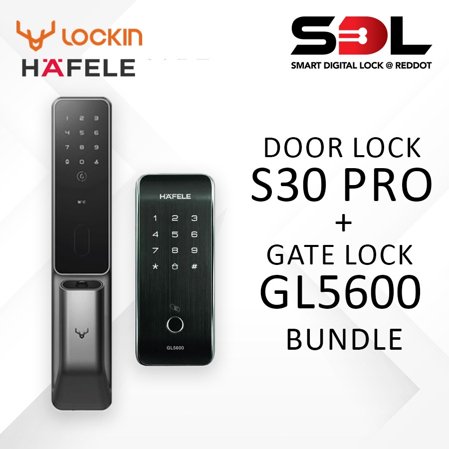 Lockin Digital Door Lock S30 Pro + Hafele Digital Gate Lock GL5600