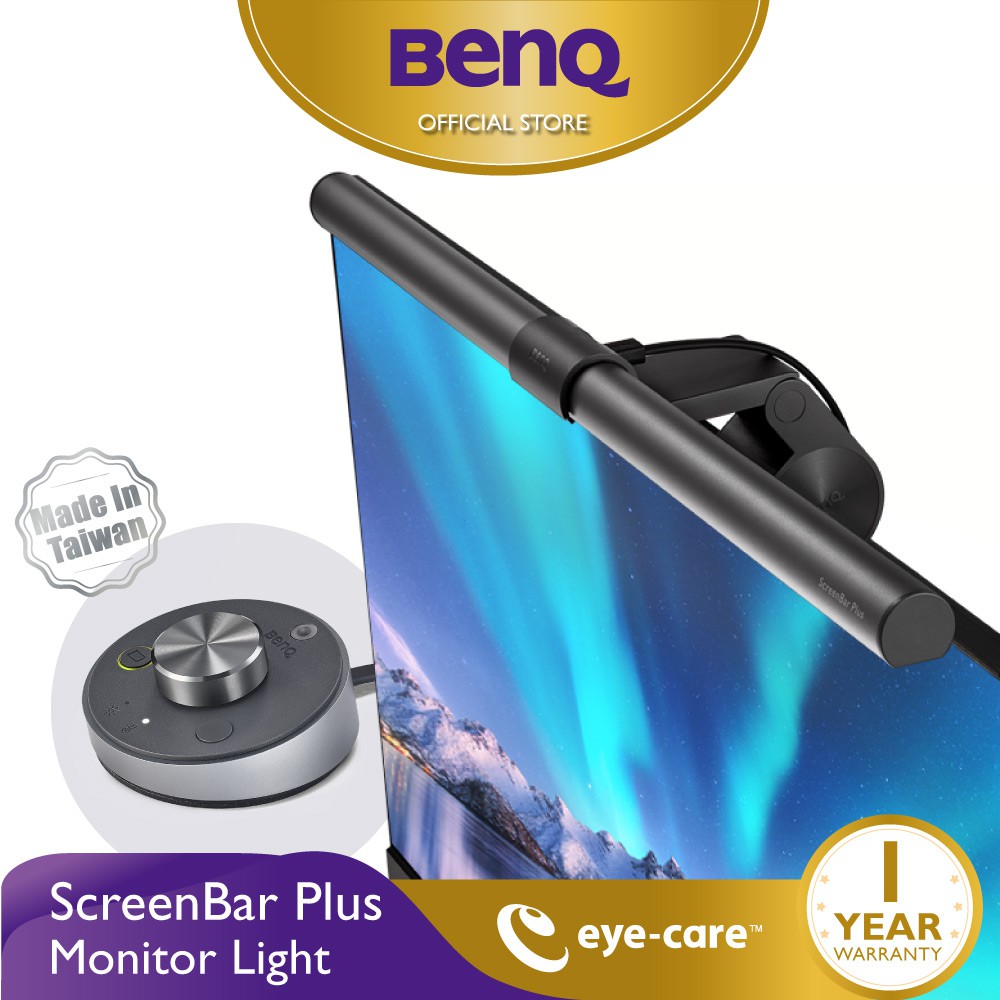 Benq Screenbar Plus Led Monitor Light 8 Color Temperature 14 Brightness Levels And Desktop Dial Shopee Singapore