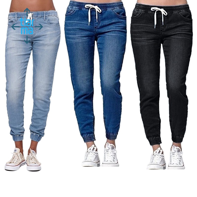 denim jogger pants womens