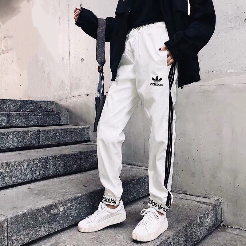 adidas 3 stripes slim fit track pants