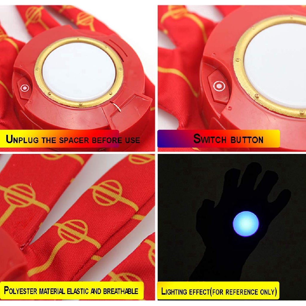 New Cosplay Gift Iron Man Hand Gloves With Light Boys Kids Toys Pretend