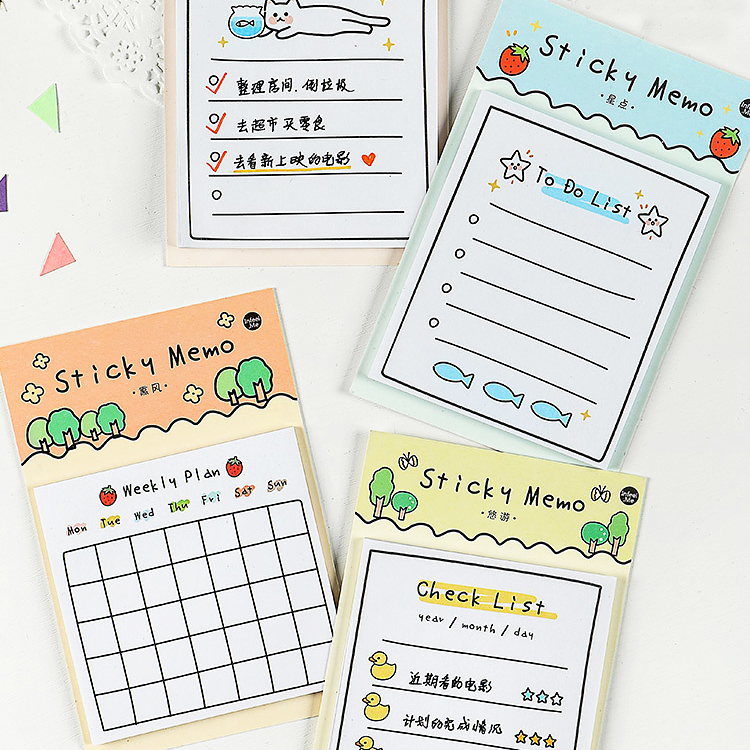 30pcs Sticky Memo Cute Girl Cat Sticky Note To Do List Weekly Plan Check List Shopee Singapore