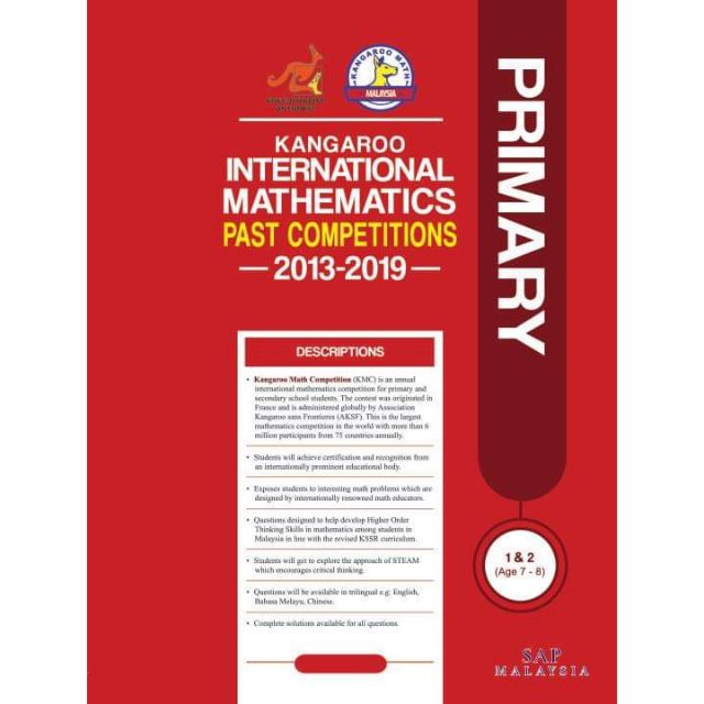 Pre Ecolier Pr 1 2 Kangaroo International Mathematics Past Competition 2013 2019 Solution Book Eng B Melayu Chinese Shopee Singapore