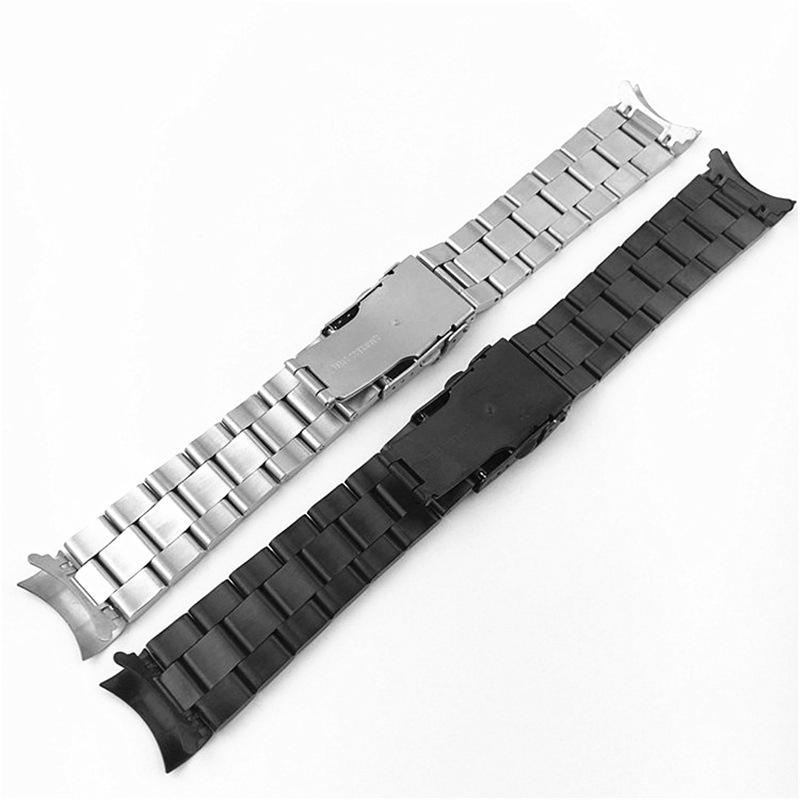 22mm 20mm Curved End Solid Stainless Steel Watch Band Matte Metal Strap ...