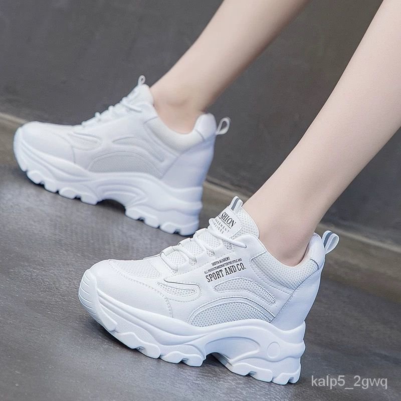 White Chunky Platform Shoes Women Elevator Sneakers Girls Summer Mesh Sport  Shoes Female Height Increase Sneakers Tenis | Shopee Singapore