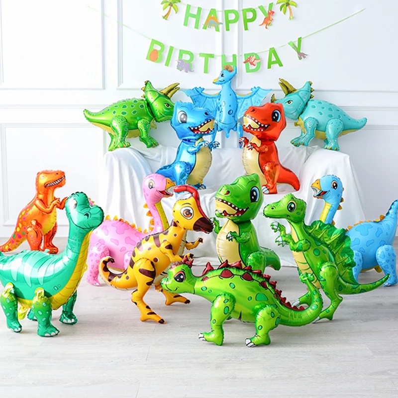 4D Dinosaur Foil Balloons Cartoon Unicorn Ballons Kids Birthday Animal Globos Baby Shower Party Decoration Supplies