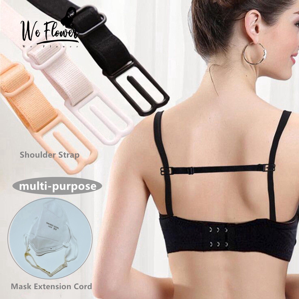 We Flower Women Non Slip Bra Back Clip Strap Adjustable Elastic Bra Straps Holder Buckle