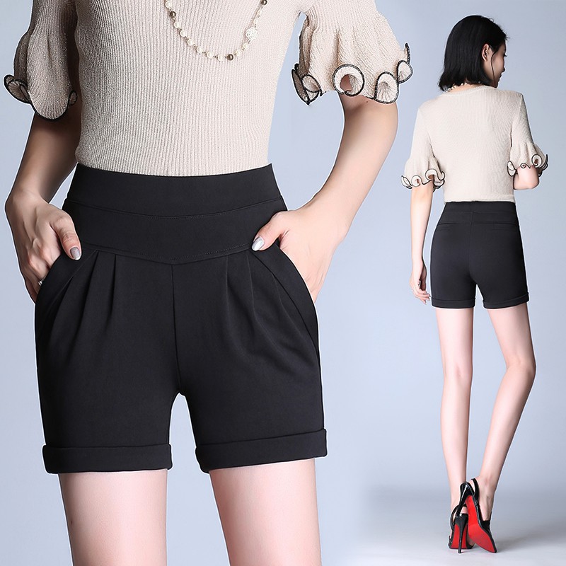 Women summer wide leg shorts high waist Aline slim plus size shorts