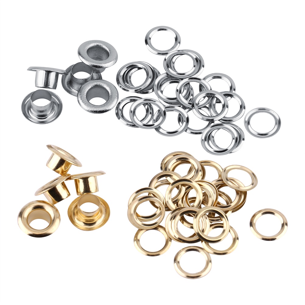 Amanaote 3mm Internal Hole Diameter Golden Eyelets Grommets with Washer Self Backing Pack of 200 Sets 