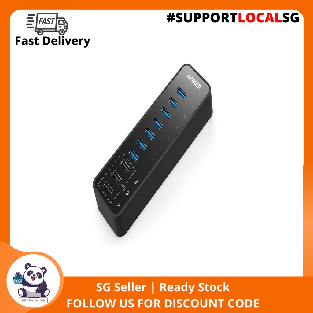 Anker 10 Port 60W Data Hub with 7 USB 3.0 Ports and 3 PowerIQ Charging