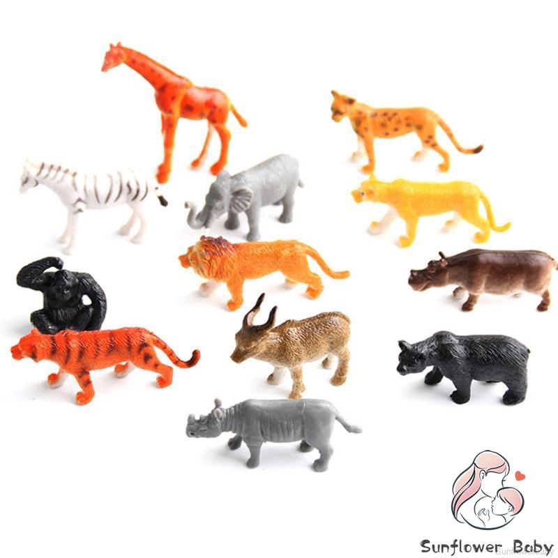 ❀ZZ-12pcs/set Plastic Zoo Animal Figure Tiger Leopard Hippo Giraffe Kids  Lovely Toy | Shopee Singapore