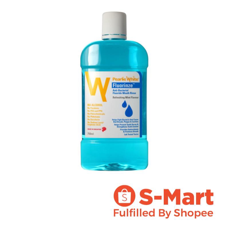 Pearlie White Fluorinze Alcohol Free Antibacterial Fluoride Mouth Rinse