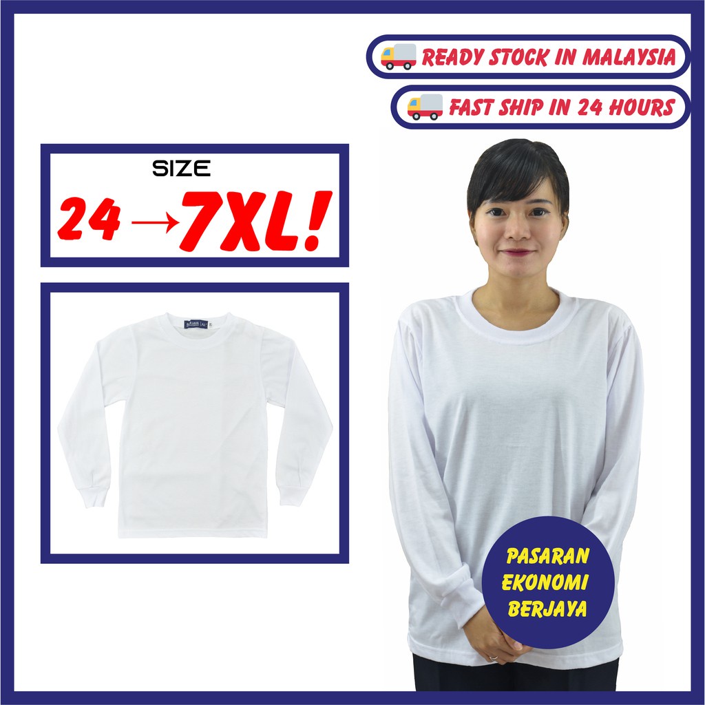 Pakaian Wanita T Shirt Bulat Lengan Panjang Putih Round Neck 100 Cotton Shirt High Quality White T Shirt Plain Tee Shopee Singapore
