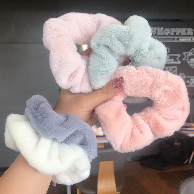 2 Pcs Korean Ins Cute Plush Hair Ring Hair Rope Girl Headdress Elastic