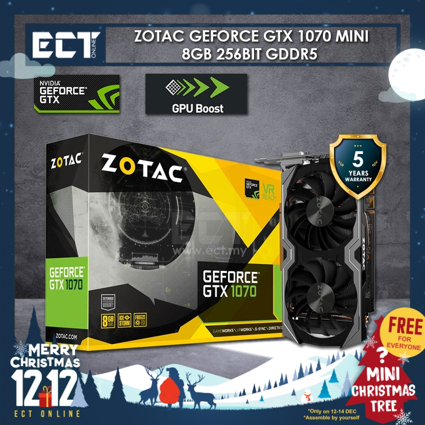 Zotac Geforce Gtx 1070 Mini Edition 8gb Gddr5 256 Bit Pci E Graphic Card Shopee Singapore