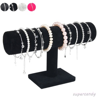Portable Velvet/PU Leather Bracelet Bangle Necklace Display Stand Holder Watch Jewelry Organizer T-Bar Rack