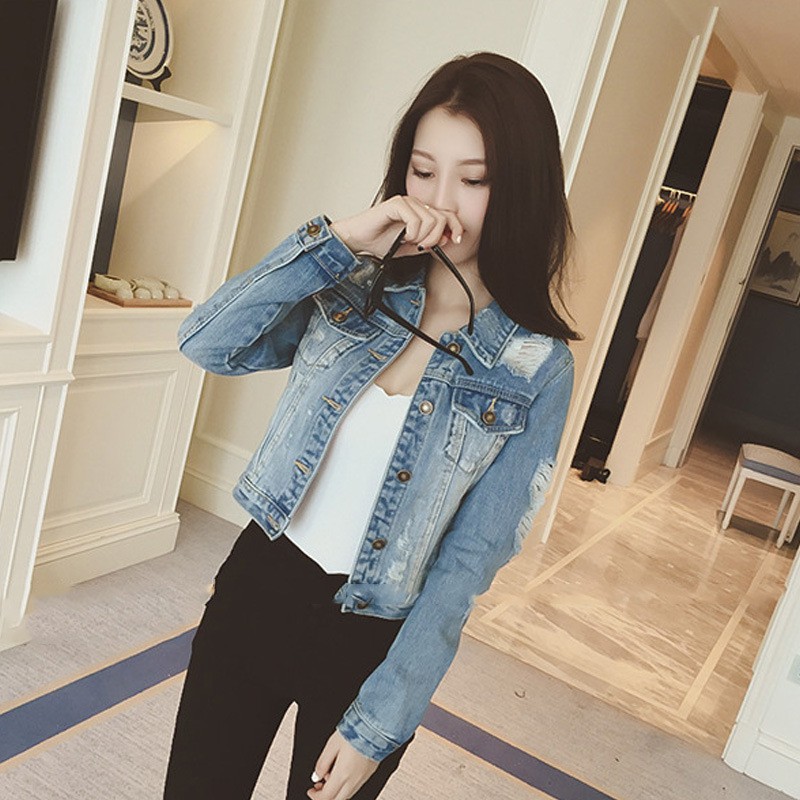 short ripped jean jacket