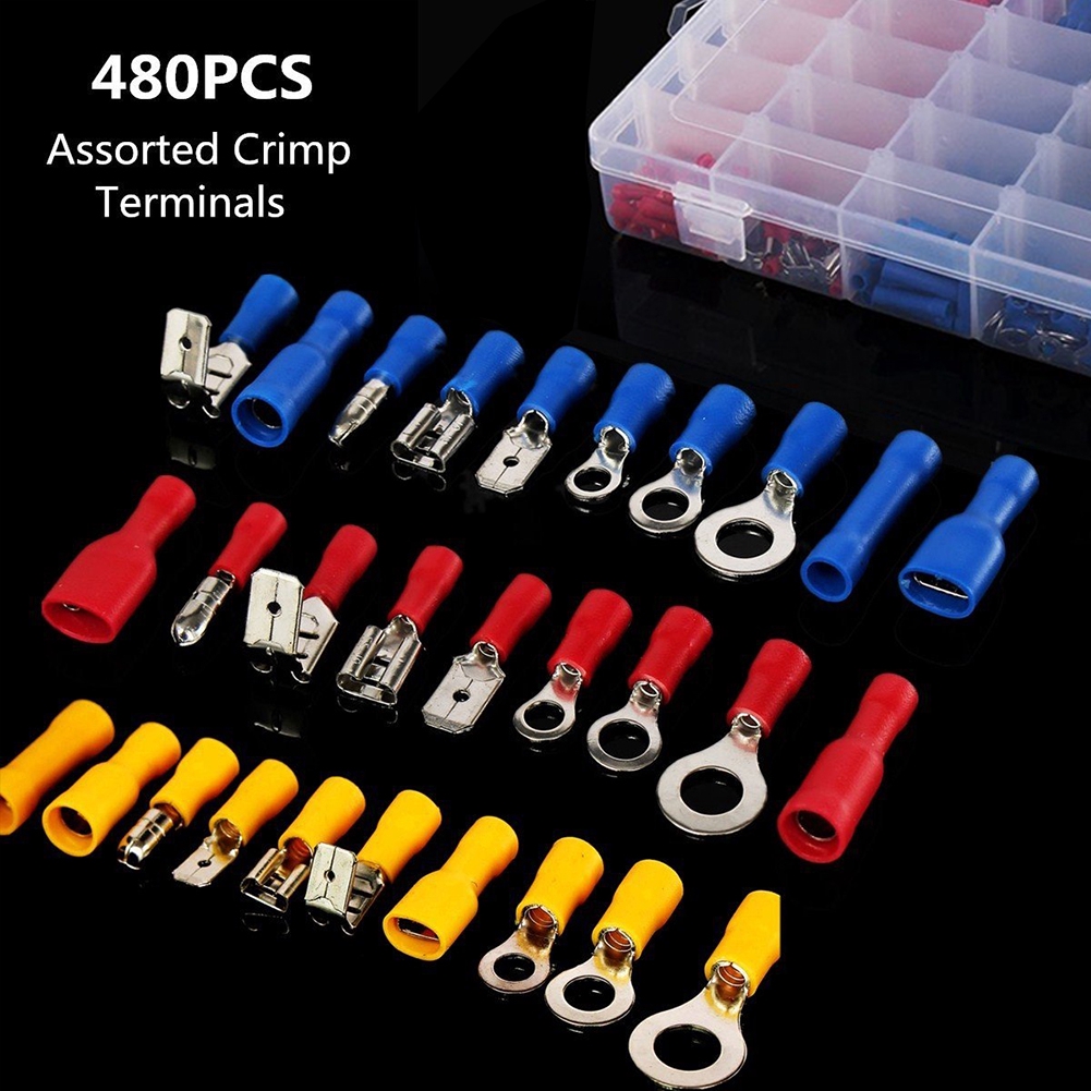 480pcs Assorted Crimp Terminal Insulated Electrical Wire Connector Set Practical