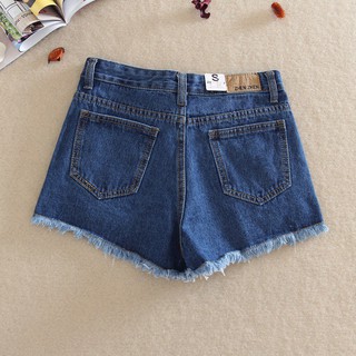 Celana Pendek Jeans Denim Wanita High Waist Warna Polos Celana Pendek Jeans Denim Wanita High Waist Warna Polos